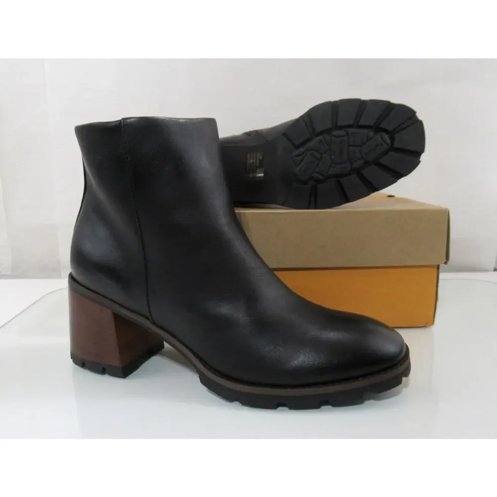 Korks Chandler Size 7.5 Stacked Block Heel Booties Ankle Boots Black